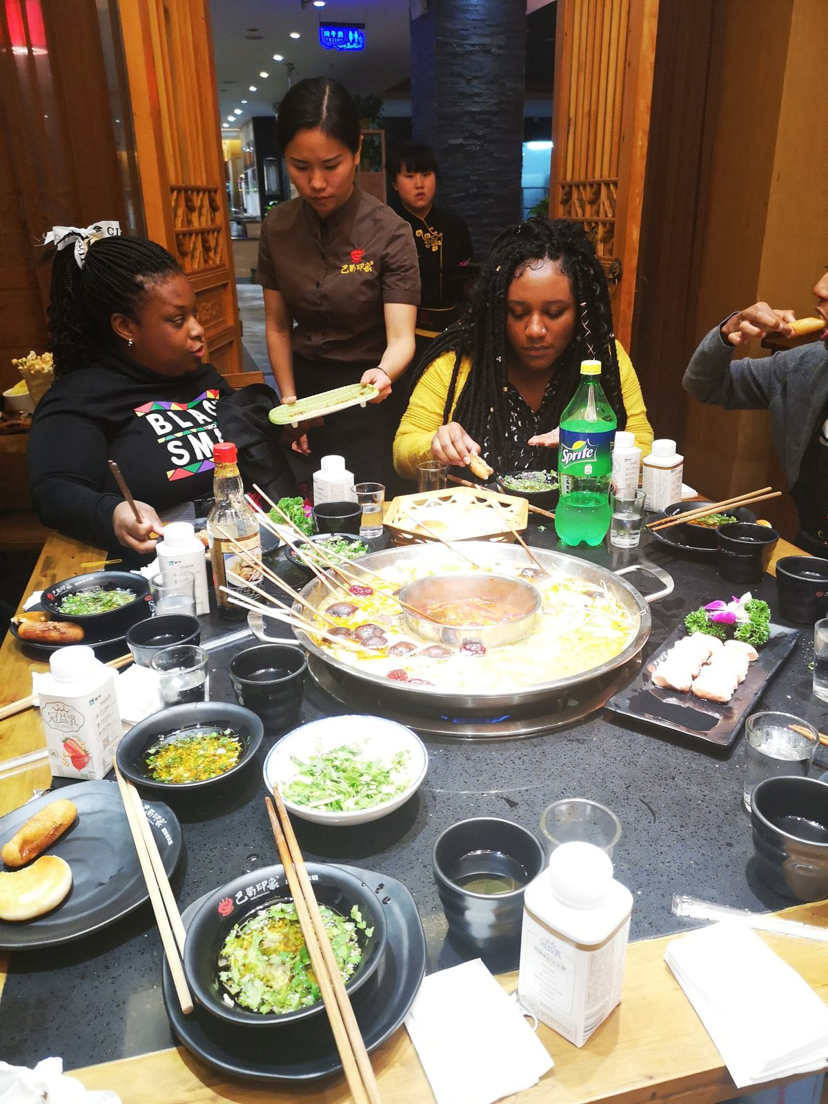 Sharing a hotpot dinner together